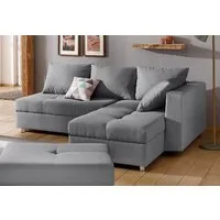 Home affaire Ecksofa Italia L-Form, B: 217 cm, Schlaffunktion, Bettkasten & 1 Zierkissen, Federkern