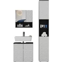 Vicco Badmöbel-Set Edge, Schwarz/Weiß, 3 Teile, mit Hochschrank, (3-St., 3er Set)