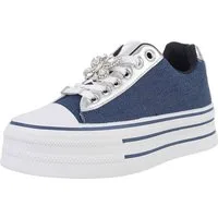 Ital-Design Damen Low-Top Freizeit Sneaker (88671935) Flach Sneakers Low in Blau