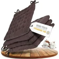Gräfenstayn Stuhlkissen 4er Set Baumwoll Sitzkissen 40x40x5cm Haltebänder Indoor Outdoor, robustes Sitzkissen für Indoor & Outdoor, mit Haltebändern