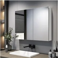 EMKE Spiegelschrank bad 75×65 /85×65cm 2-türig Badspiegelschrank Verstellbare Glasregale mit Stauraum und verstellbaren Regalen Badezimmerspiegelschrank