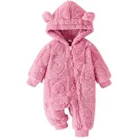 Lapastyle Strampler Kapuzenpullover für Baby Jungen Mädchen, warmer Overall mit Herzmuster (1-tlg) Baby Strampler mit Reißverschluss, einfarbige Kleidung