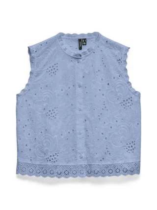 VERO MODA - VMEMILY EMB SL TOP WVN Brunnera Blue - Gr. - S