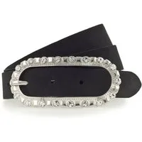 Tamaris Ledergürtel "Cher Silver" femininer Look, Schließe mit Glitzersteinen besetzt