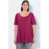 Ulla Popken T-Shirt T-Shirt Zierfalten A-Linie Rundhals Halbarm Modal