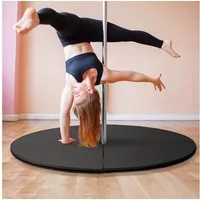 HOMCOM Fitnessmatte Ø 150cm, 5 cm dick, faltbar, tragbar (Tanzstangenmatte, 1-St., Stangentanz Schutzmatte), Gymnastik, Yoga, Schwarz