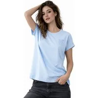 SUBLEVEL T-Shirt Damen Shirt Turn-Up Ärmel Weiches Basic Shirt Rundhals Kurzarm Baunwolle Modal Mix, super soft, unifarben, markenlogo