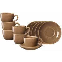Ritzenhoff & Breker Tasse Sahara Kaffeetassen mit Untertassen 230 ml 6er Set, 12-tlg., Porzellan