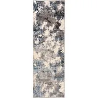 Mazovia Läufer Läufer Flurläufer Modern für Vorzimmer - Abstrakt - Beige Grau Blau, 60 x 100 cm, Kurzflor, Meterware, Höhe 8 mm
