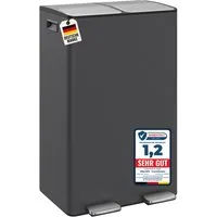 Wellgro Mülleimer Treteimer 2x30L – Edelstahl mit Softclose & Pedal