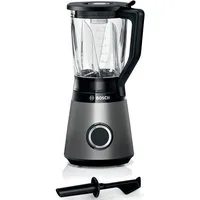 BOSCH Standmixer VitaPower Serie 4 MMB6172SN, 1,5l Glas-Behälter, 30.000 U/Min, grau, 1200 W, Stopfer, ThermoSafe Glas, 4 Edelstahl Klingen, Kabelstaufach