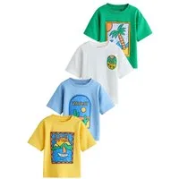 Next T-Shirt T-Shirt mit Grafik und kurzen Ärmeln, 4er-Pack (4-tlg)