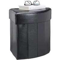 relaxdays Sitzhocker Eckiger Hocker mit Stauraum, schwarz