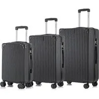 YONSLY Kofferset Trolleyset Hartschale 3-teilig, Reisekoffer Set mit 360° ABS Trolley, 4 Rollen, (3 tlg., Sicherheitsschloss & Weichem Gummigriff, 210D-Futter Handgepäck M L XL), 3er Set – Stabiles Leichtgewicht für Business und Reise
