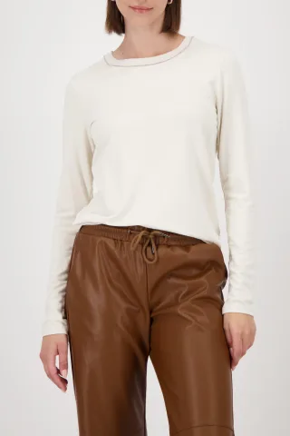monari - Langarmshirt mit Strickkragen almond - Gr. - 40