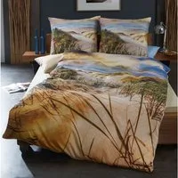 Kaeppel Bettwäsche Mako Satin in 135x200 + 80x80 cm 75946 Dünen Strand, Mako-Satin, 2 teilig, mit Reißverschluss, waschbar bis 60°, trocknergeeignet