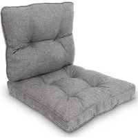 Beautissu Sitzkissen Outdoor Loungekissen Beauflair, 50x40cm, 50x50cm, Hellgrau, 50x40cm Rückenkissen 50x50cm Sitzkissen 10cm dick Polster Sitzauflage