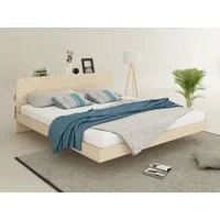 OTTO home Massivholzbett Amaliah Schwebebett, versteckte Regale hinter dem Kopfteil, schwebender Effekt, mit Lattenrost, modernes Design, stabile Qualität