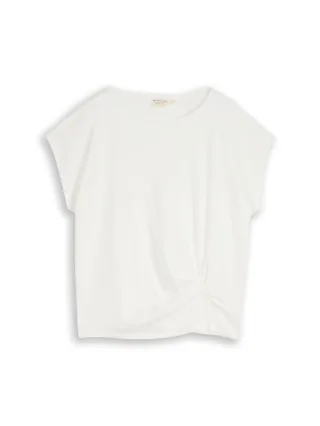 Tom Tailor - T-Shirt mit modernem Knoten-Detail und Rundhalsausschnitt weiß - Gr. - M