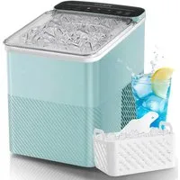 FOHERE Kühlbox Eiswürfelmaschine Klein, 14Kg/24h, 9 Eiswürfel/5Min, selbstreinigend, mit Schaufel/Korb, 2 Größen, Zuhause/Büro/Bar/RV