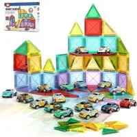 Lubardy Magnetische Bausteine 78 Teile STEM Lernspielzeug Kinder ab 3 Jahre Spielbausteine, (STEM Lernspielzeug Magnetisches Bausteine Set Kinder Geschenk, 78 St., 78-teiliges Magnetbausteine Set inkl. Autos für kreatives Lernen), Fördert Kreativität