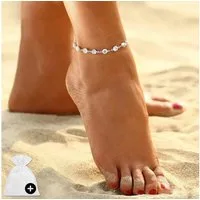 Felino Fußkette Damen Diamanten Silber Strand Fusskette Fußkettchen (1-tlg), Längenverstellbar (21 - 26 cm)