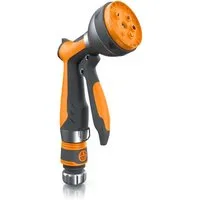 Brandson Multifunktionsbrause Garten Handbrause 7 Sprühprofile, Spritzpistole mit Gardena kompatibel, 7 Strahlformen, Drehregler, Halteclip, Schnellkupplung, bis 8 bar