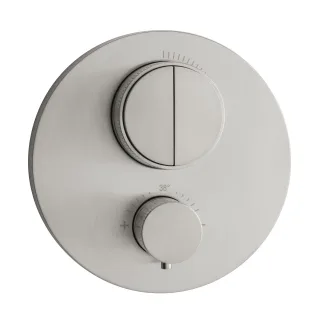 Herzbach PUSH Thermostat-Batterie LIVING iX 2 Verbraucher rund rund Edelstahl, 17.803050.1.09 17.803050.1.09