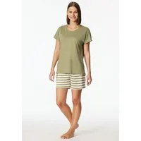 Schiesser Shorty Casual Essentials (2 tlg) mit unifarbenem Shirt und gestreifter Hose