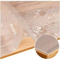 ANRO Tischdecke FLOKY Rose mattiert einseitig 1,5mm Tisch Schutzfolie Geruchsneutral (Rolle 1-tlg, eine Folie), Pflegeleicht 90x100cm Prägung mit Motiv Weiß