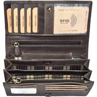 Benthill Geldbörse Damen Echt Leder Portemonnaie Frauen Geldbeutel RFID Portmonee Groß, RFID-Schutz Kartenfächer Münzfach Reißverschlussfach