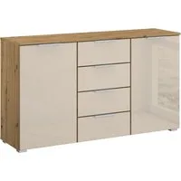OTTO home Schubkastenkommode Kommode Sideboard Schubladenkommode Schlafzimmerkommode KOLUNA (Breite 120 cm mit hochwertiger Glasfront), vier große Schubladen, mit insgesamt 4 Einlegeböden MADE IN GERMANY