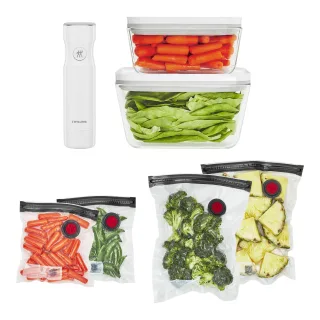 ZWILLING Fresh & Save Vakuum Starter Set, Glas / M/L, 7-tlg, Weiß