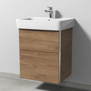 Sanipa 3way Waschtischunterbau zu Geberit Renova Plan Waschtisch mit 1 Tür, Eiche-Kansas BR87459
