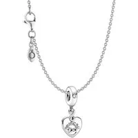 Pandora Herzkette 51780, Damen-Kette 925 Silber Freunde für immer Herz