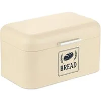 relaxdays Brotkasten Retro Brotkasten mit Deckel & Griff, Eisen, Beige, L