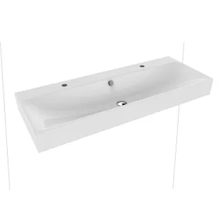 Kaldewei Silenio Wand-Doppelwaschtisch 904506043001 120x46x1,2cm, mit Überlauf,2 x 1 Hahnlöcher, weiß Perl-Effekt