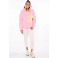 Zwillingsherz Kapuzensweatshirt mit gesticktem Neon Herz am Ärmel und "Love" Schriftzug auf Kordel