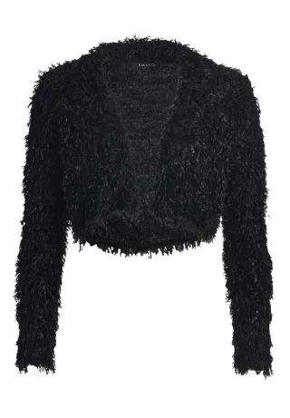 SWING - Jersey Bolero mit fedriger Optik black - Gr. - M