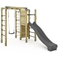 Wickey Klettergerüst Fit Cross 872 – Calisthenics & Kinderspielgerät mit Rutsche & Schaukel, (Kraftstation, Fitnessstation, Sportgeräte für zuhause, Workout, Krafttraining, Gymtower, Fitnessturm, Ideal für Spielspaß & funktionales Outdoor-Training, G