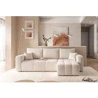 yourhouse24 Ecksofa PEDRO L – Samt-Optik, Schlaffunktion & Bettkasten, mit Schlaffunktion und Bettkasten, Seite universal