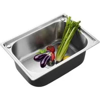 JEOBEST Edelstahlspüle Spülbecken 50x40 cm Einbauspüle Küchenspüle inkl. Siphon-Set, (Rechteckig, Waschbecken Küche 1 Becken Spüle Küche)