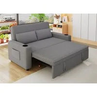 HOMALL Sofa Schlafsofa, kompaktes Klappsofa, verstellbare Rückenlehne, Doppelschlafsofa Ein ausziehbares Schlafsofa mit zwei Getränkehaltern.