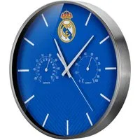Real Madrid Thermo-/Hygro Wanduhr 25cm Modern blau Innenwetterstation
