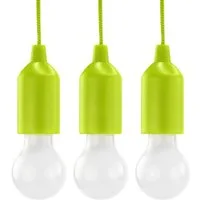 HyCell LED Gartenleuchte 3 x LED Gartenleuchte Pull-Light Set grün + 9x AAA Batterie, warmweiß, LED