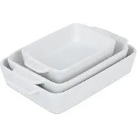 relaxdays Auflaufform Keramik Auflaufform 3er Set, Keramik
