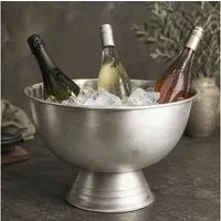 Koopman Wein- und Sektkühler Flaschenkühler Kühlschüssel Schüssel Edelstahl Ø39cm, Unpoliert, Modern, Sicherer Stand, Sockel