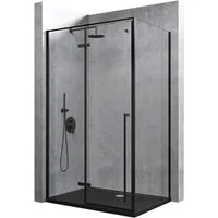 doporro Eckdusche Duschkabine Duschabtrennung schwarz ESG-Glas mit Nano H:195cm Rav64, BxT: 100x75 cm, Einscheibensicherheitsglas, ebenerdiger Einbau möglich