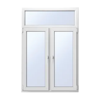 Fenster mit Oberlicht und 3-fach Verglasung, Kunststoff, Kömmerling 70 AD, Weiß, 1050 x 1550 mm, individuell konfigurieren