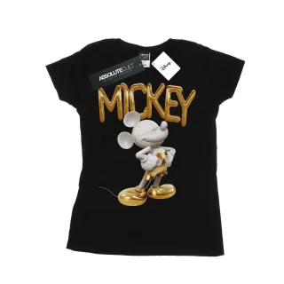 Disney - "Mickey Mouse Gold Statue" T-Shirt für Damen (Schwarz)